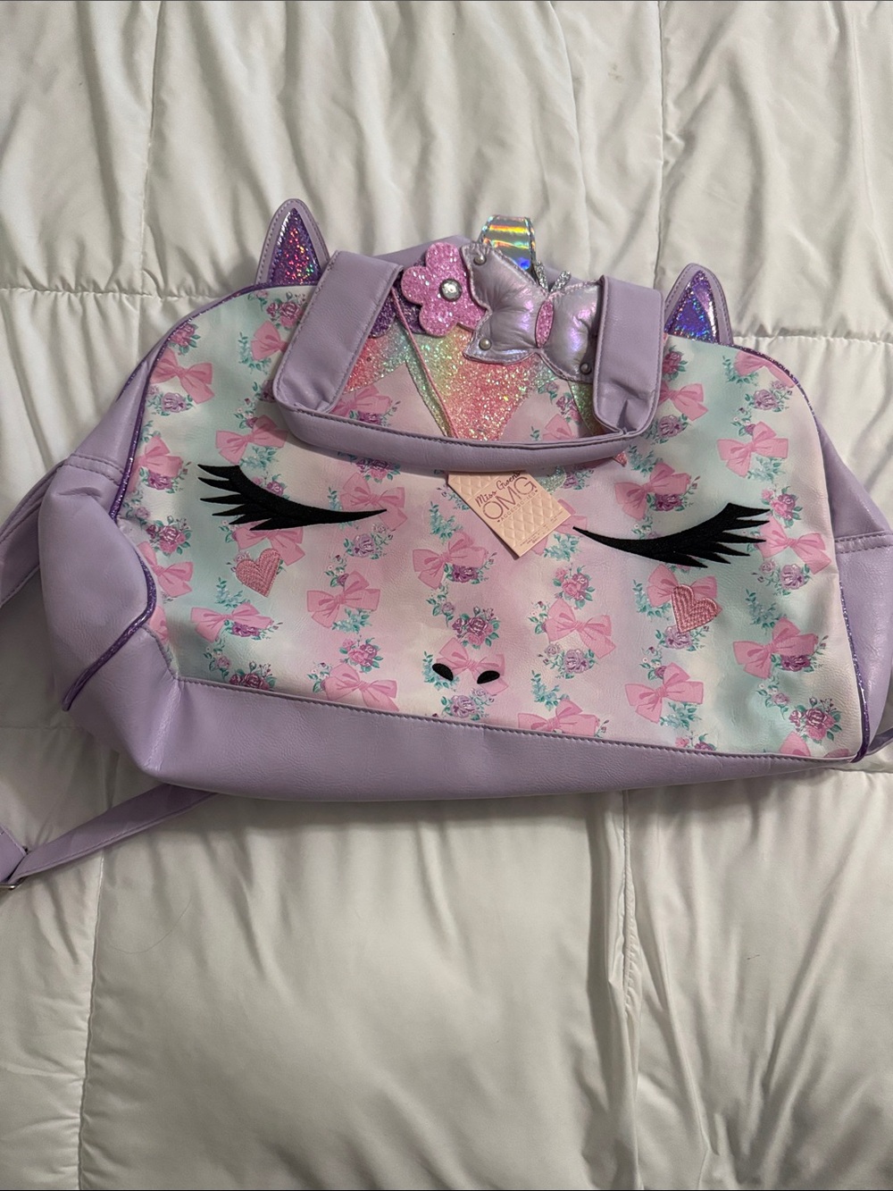 Kids Lavender Unicorn Duffle Bag by